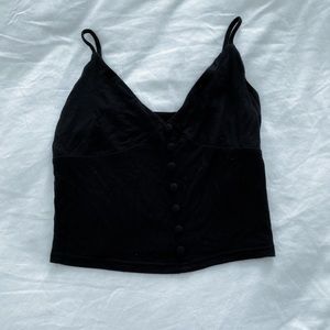 Black Me to We button up tank top.